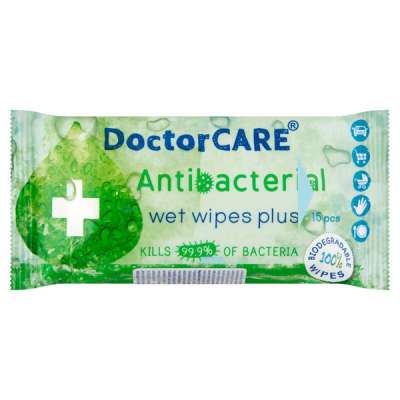 Doctor Care ntibakteriális nedves törlőkendő, aloe vera kivonattal (5x15 db) - 75 db