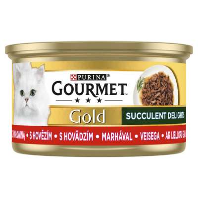 Gourmet Gold Succulent Delights állateledel felnőtt macskák számára marhával - 85 g