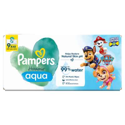 Pampers Harmonie Aqua nedves törlőkendő 9x 48 db - 432 db