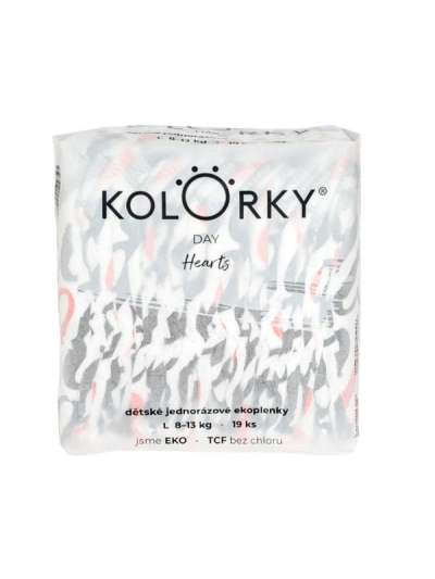 Kolorky Day Szivecskék Öko nadrágpelenka L-es 8-13 kg - 19 db