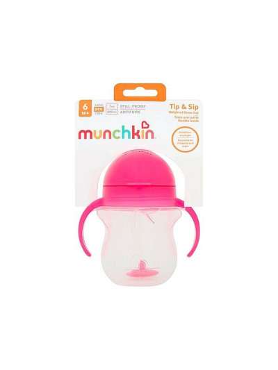 Munchkin itatópohár súlyozott szívószálas rózsaszín - 1 db