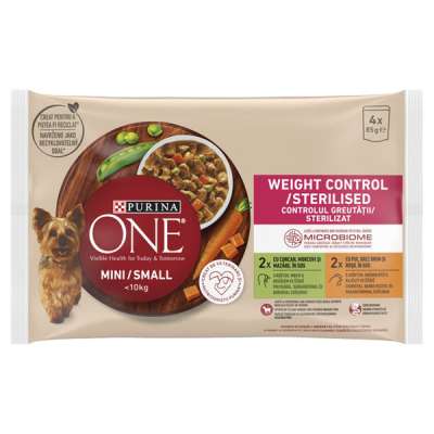 Purina One Mini Weight Control/Steril nedves kutyaeledel pulykával és csirkével 4x85g - 340 g