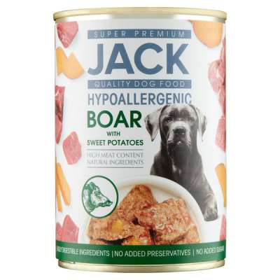 Jack Premium hipoallergén konzerv pástétom vaddisznó édesburgonyával - 400 g