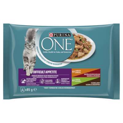 Purina One Difficult Appetite alutasak macskáknak csirkével és pulykával 4 x 85 g - 340 g