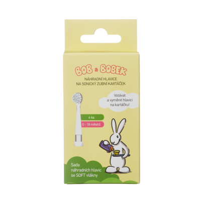 Bob&Bobek szónikus fogkefe pótfej 0-18 hónapos korig - 4 db