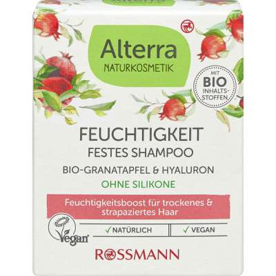 Alterra hidratáló szilárd sampon bio gránátalmával és hialuronsavval - 60 g