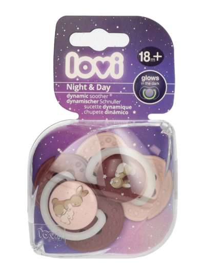 Lovi Night&Day szimmetrikus nyugtató cumi 18 hónapos kortól /lány - 2 db