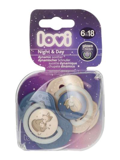 Lovi Night&Day szimmetrikus nyugtató cumi 6-18 hónapos korig /fiú - 2 db