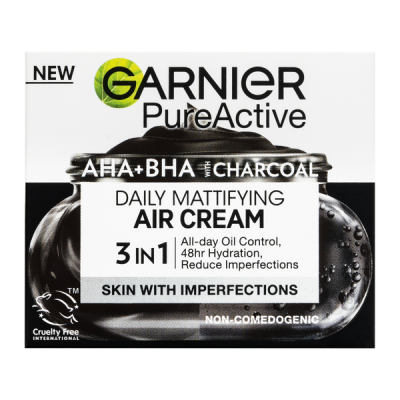 Garnier Pure Active AHA + BHA könnyű mattító nappali krém aktív szénnel - 50 ml