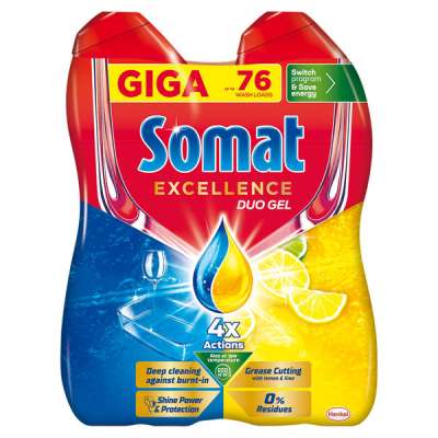 Somat Excellence Duo Gel gépi mosogatószer gél 76 mosogatás 2 x 684 ml - 1368 ml