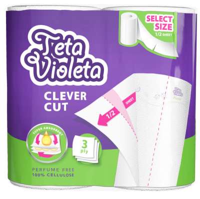 Violeta Piknik Clever Cut háztartási papírtörlő felezhető lapokkal - 2 db