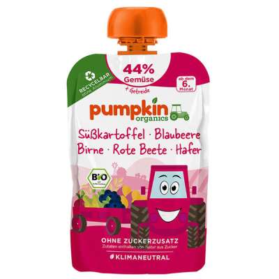 Pumpkin Bio édesburgonya püré áfonyával, céklával és zabbal 6 hónapos kortól - 100 g