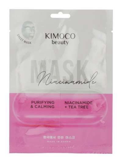 Kimoco tisztító és nyugtató fátyolmaszk niacinamide és teafával - 23 ml