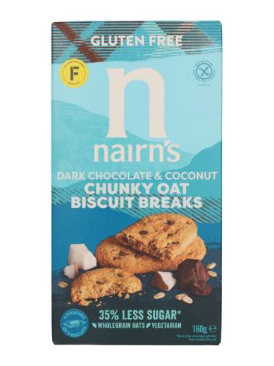 Nairns gluténmentes zabkeksz kókusszal és étcsokoládéval - 160 g