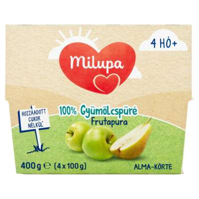Milupa Frutapura alma-körte gyümölcspüré 4 hónapos kortól 4 x 100 g - 400 g