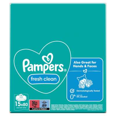 Pampers Fresh Clean nedves törlőkendő, 15 csomag - 1200 db