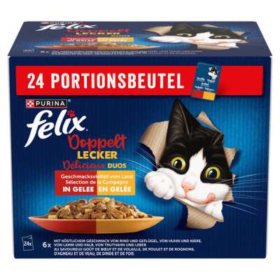 Purina Felix Fantastic Duo házias válogatás aszpikban nedves macskaeledel 24 x85 g (2,04 kg)
