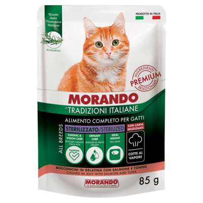 Morando állateledel macskáknak tonhallal és lazaccal - 85 g