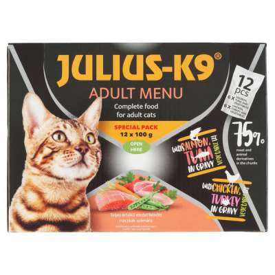 Julius-K9 állateledel macskáknak lazaccal és tonhallal 12 x 100 g - 1200 g