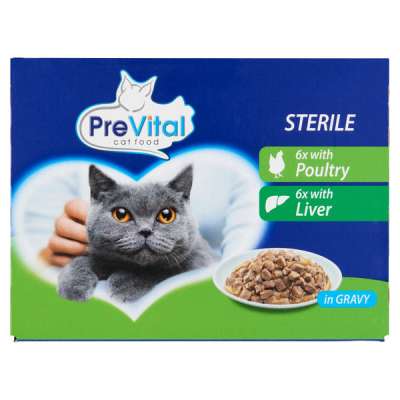 PreVital nedves macskaeledel, steril macskáknak vegyes ízben szószban alutasakos 12 x 100 g - 1200 g