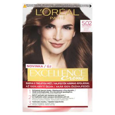 L'Oréal Paris Excellence krémes, tartós hajfesték 5.02 irizáló világosbarna - 1 db