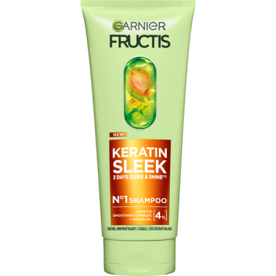 Garnier Fructis Keratin Sleek sampon száraz, szöszösödő hajra - 200 ml