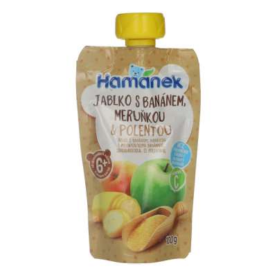 Hame alma-banán-sárgabarack gyümölcspüré polentával - 100 g