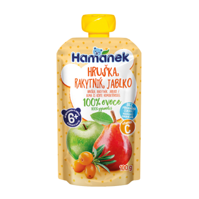 Hamánek alma - körte - homoktövis gyümölcspüré 6 hónapos kortól - 100 g