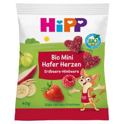 HiPP bio mini epres-málnás zabszívek 3 éves kortól - 40 g