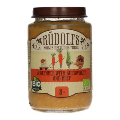 Rudolfs Bio bébiétel zöldségek hajdinával és marhahússal 8 hónapos kortól - 190 g