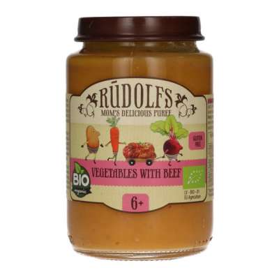 Rudolfs Bio bébiétel zöldségpüré marhahússal 6 hónapos kortól - 190 g