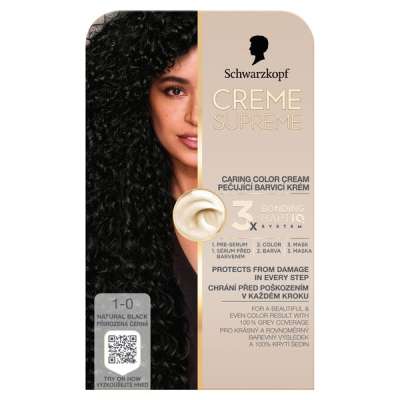 Schwarzkopf Creme Supreme tartós hajfesték /1-0 Természetes fekete - 1 db