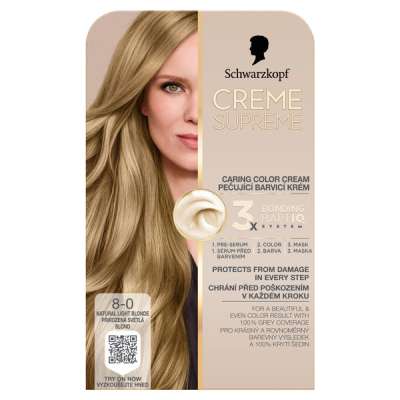 Schwarzkopf Creme Supreme tartós hajfesték /8-0 Természetes világosszőke - 1 db