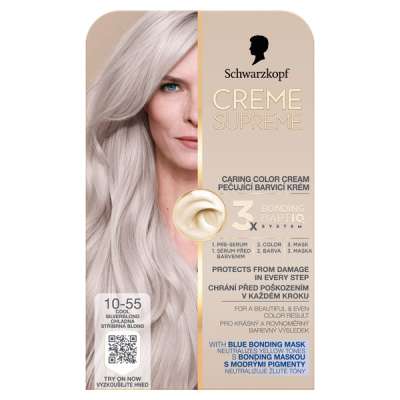 Schwarzkopf Creme Supreme tartós hajfesték /10-55 Hűvös ezüstös szőke - 1 db