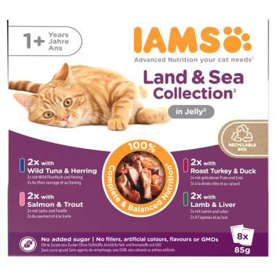 IAMS Advanced Nutrition állateledel macskáknak húsos és halas válogatás 8x85 g - 680 g