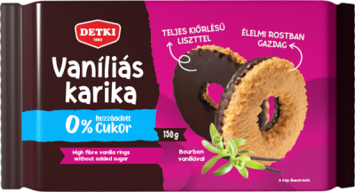 Detki vaníliás karika étbevonóval, hozzáadott cukor nélkül - 150 g