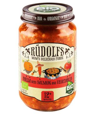 Rudolfs Bio bébiétel paella lazaccal és zöldségekkel 12 hónapos kortól - 190 g