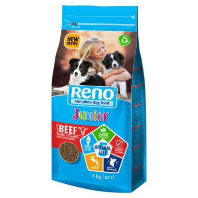 Reno Optimal Life Junior száraz kutyaeledel, kutyatáp kölyökkutyáknak marhával - 3 kg