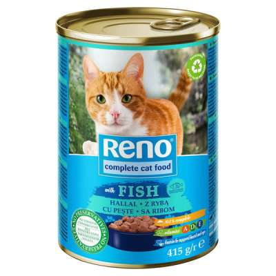 Reno nedves macskaeledel, macskatáp felnőtt macskáknak hallal konzerv - 415 g