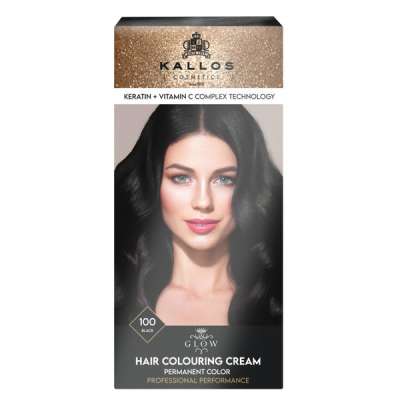 Kallos Glow tartós krémhajfesték /100 fekete - 60 ml