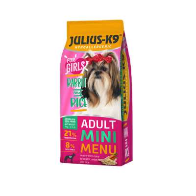 Julius-K9 teljes értékű szárazeledel kis testű lány kutyáknak nyúllal és rizzsel - 1 kg