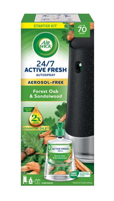 Air Wick Active Fresh Forest Oak & Sandalwood automata légfrissítő készülék és utántöltő - 228 ml