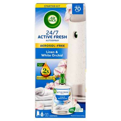 Air Wick Active Fresh Linen & White Orchid automata légfrissítő készülék és utántöltő - 228 ml