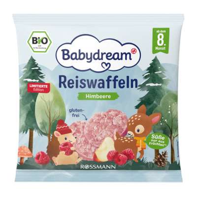 Babydream Bio rizskorong alma és málna ízesítéssel 8 hónapos kortól - 35 g