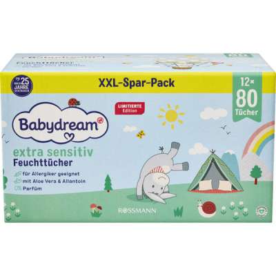 Babydream Extra Sensitive törlőkendő 12x80 db - 960 db