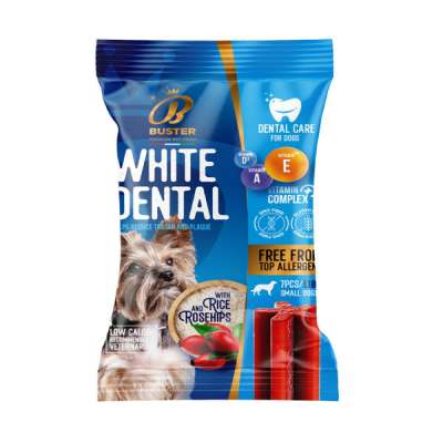 Buster White Dental Stick Rosehips mini jutalomfalat kutyáknak - 110 g