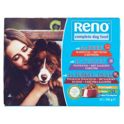 Reno nedves kutyaeledel felnőtt kutyáknak szószban alutasakos kutyatáp 12x100g - 1200 g