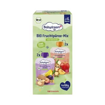 Babydream Bio gyümölcspüré válogatás 6 hónapos kortól 4x100 g - 400 g