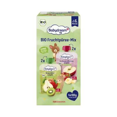 Babydream Bio gyümölcspüré válogatás 6 hónapos kortól 4x100 g - 400 g