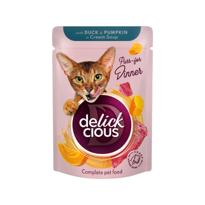 Delickcious krémleves macskáknak kacsával és sütőtökkel - 85 g